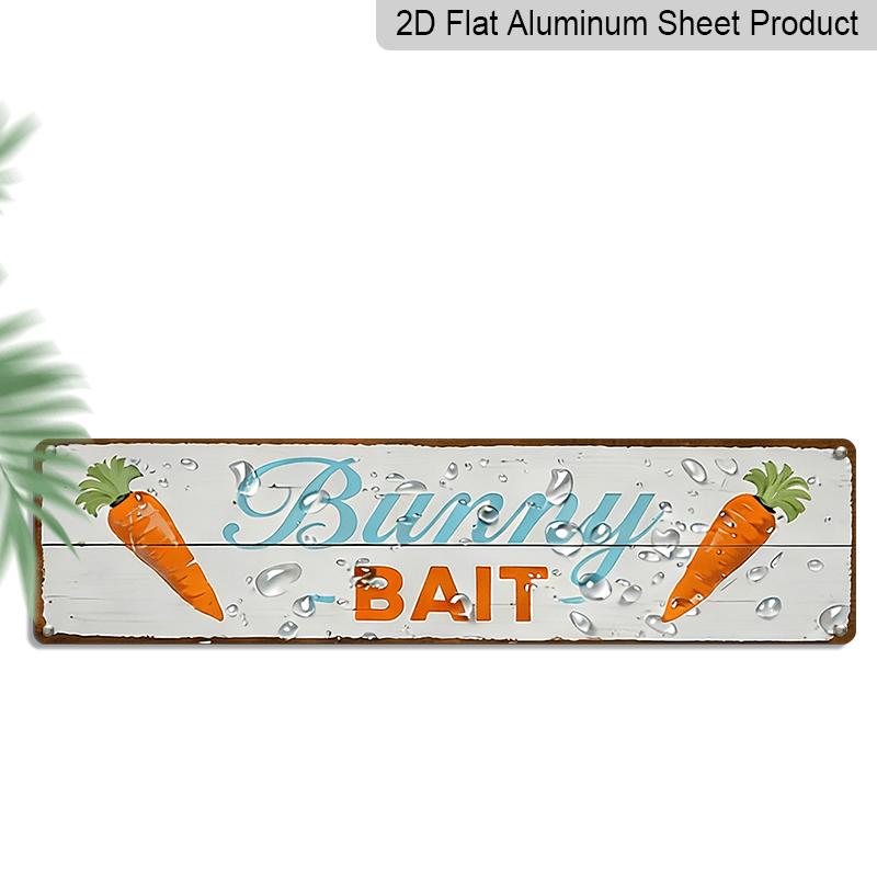 

2D Flat, 1pc, 3.94 X 15.74 Inches Aluminum Decorative Sign -Vintage Bunny Bait Metal Wall Sign - Rustic Farmhouse Bunny Eggshell Decor for Easter 40cm x 10cm