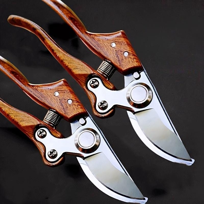 A Modern Carbon Steel Pruning Shear with Japanese SK5 Steel Blades, Featuring an Ergonomic Wooden Handle, Heavy-Duty Side-Cutting Scissors Designed
