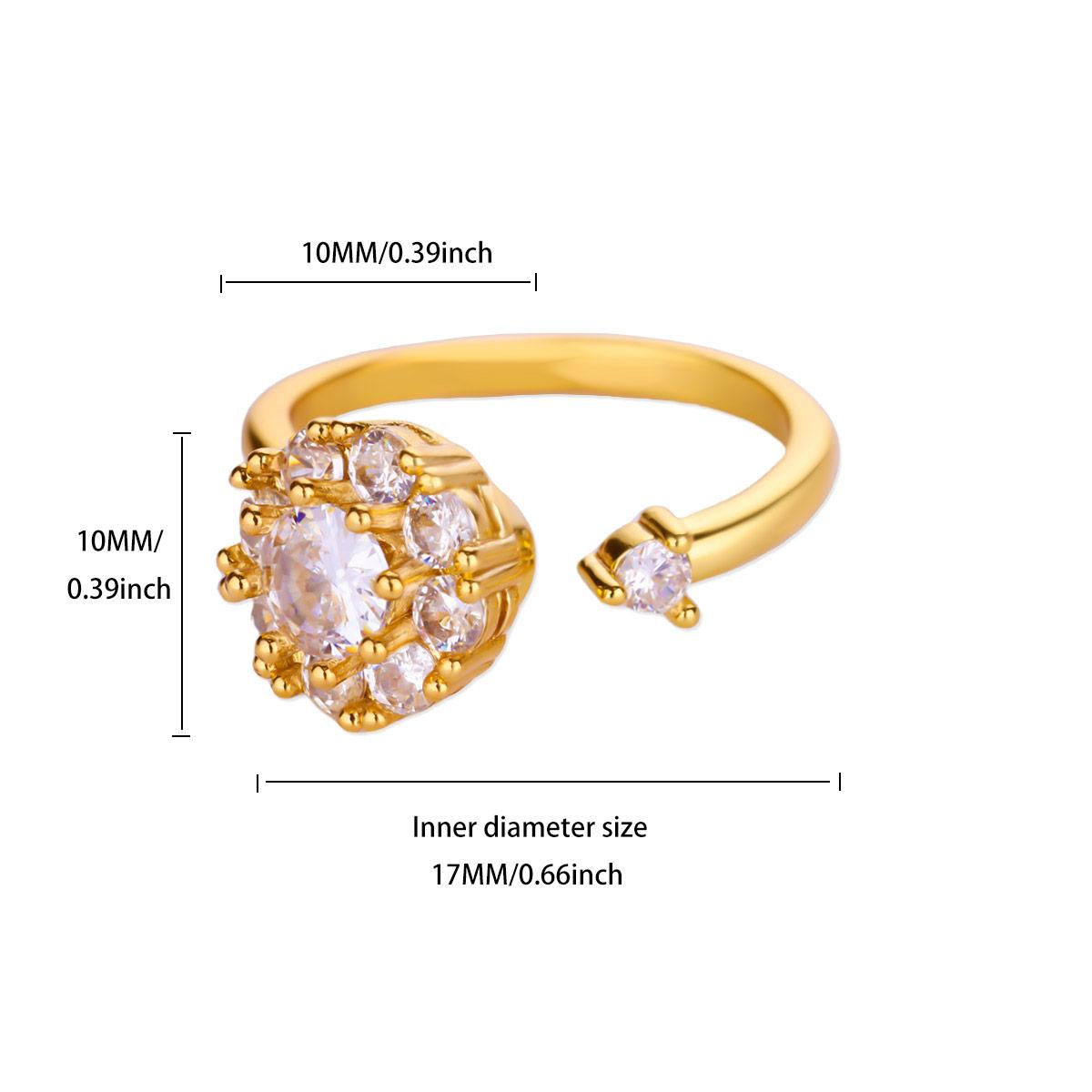 

Luxury Zircon Rotable Flower Heart Rings For Women Stainless Steel Gold Color Open Ring 2025 New Fashion Wedding Couple Zircon