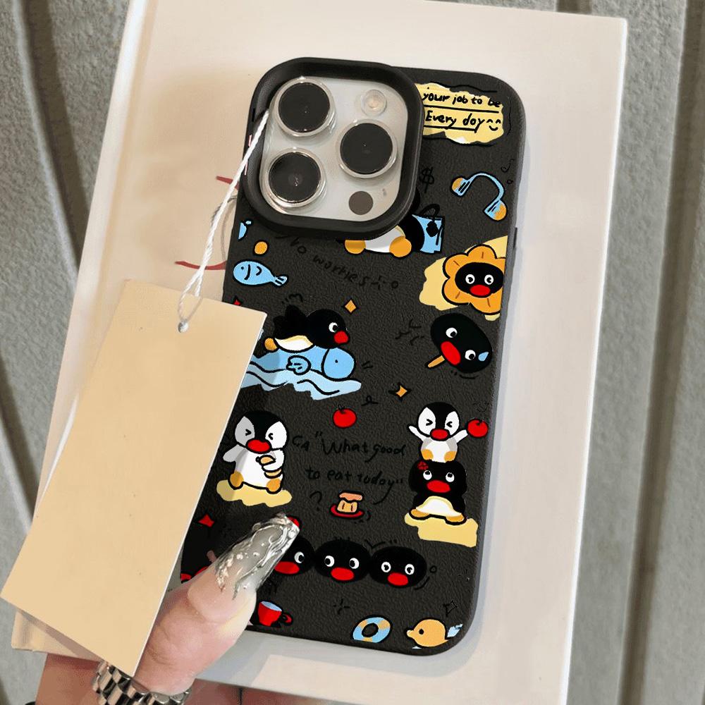 

Чехол для телефона iPhone 11 13, чехол для iPhone 12 14 15 16 Pro Max 12 Pro 15 Plus, кожаный, окрашенный, водонепроницаемый, устойчивый к падениям и износу, мультяшный iPhone 11 чёрный