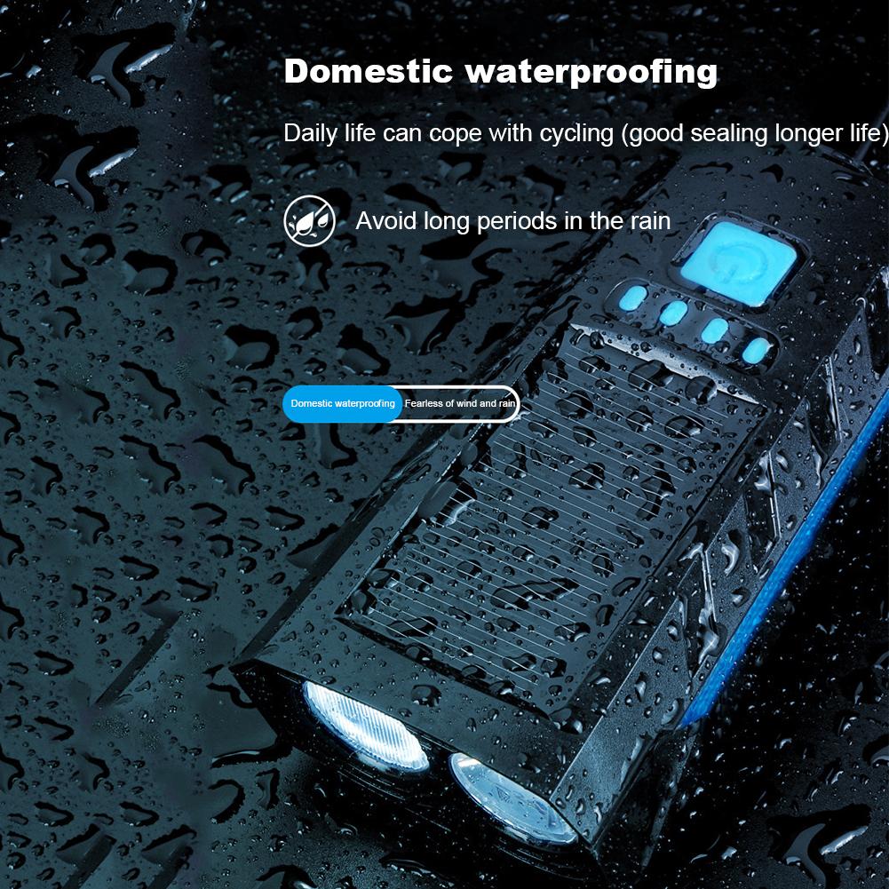 Solar Power Bicycle Headlamp with 130db Horn LED Cycling Lantern Power Display High Beam Bicycle Flashlight Bicycle Accessories