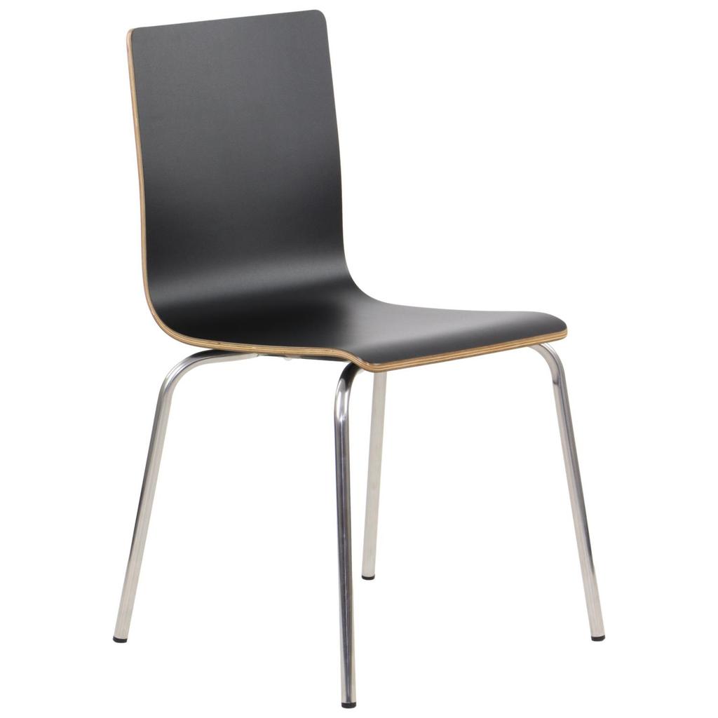 Black plywood chair with stainless steel frame. Model WERDI B