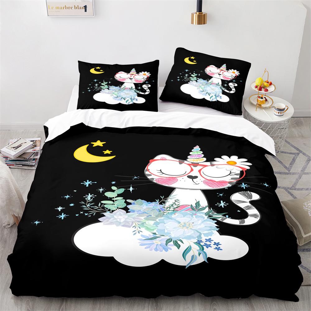 Unicorn Horse Duvet Cover Set Wild Animals Pattern Polyester Quilt Cover King Full Twin Size For Kids Boys Girls Bedding Set