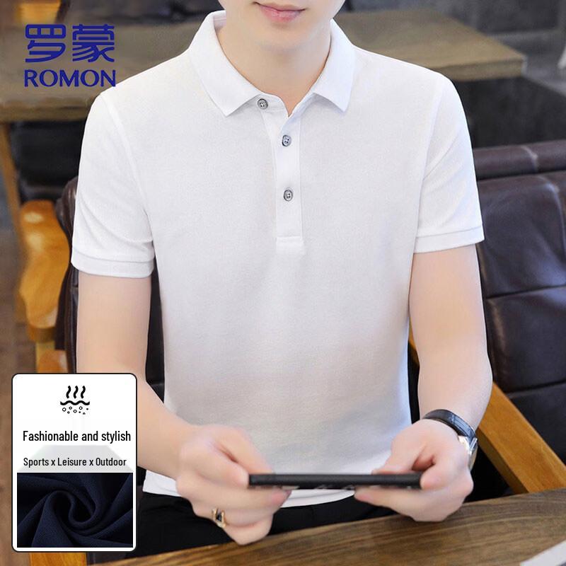 

Romon Men s Solid Short-Sleeve Polo Shirt L