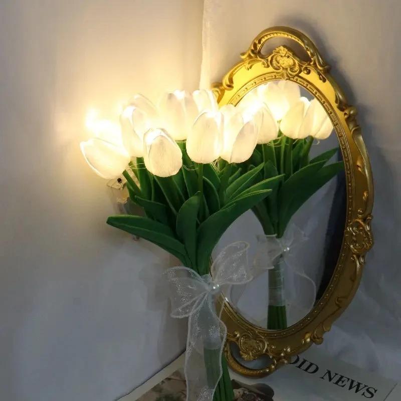 10pcs Artificial Flower Realistic Tulip Hot Sales Home Christmas Decoration Wedding Garden Garland Bride Mother'S Day Bouquet Diy Gift