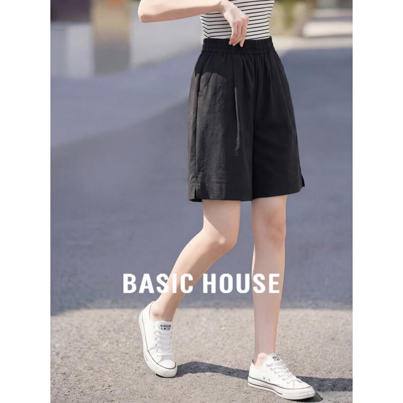 Basic House Women s High-Waisted Casual Slit Shorts M
