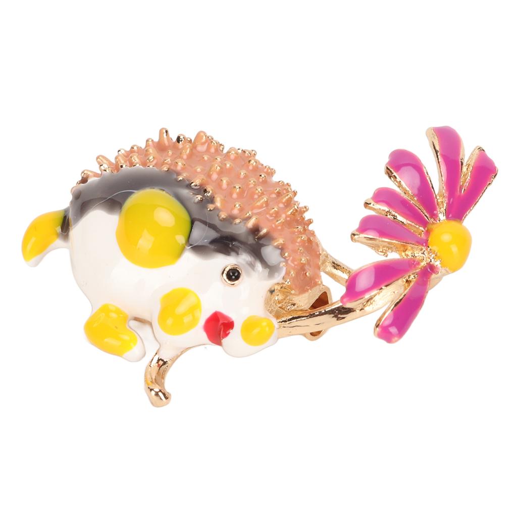 Daisy Hedgehog Brooch Pin Cute Fashionable Enamel Daisy Animal Brooch for Dating Black Purple