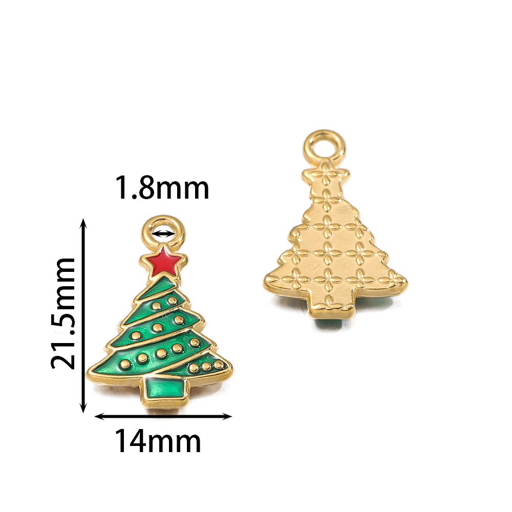 1pcs Stainless Steel Christmas Charms Gold Color Santa Claus Christmas Tree Enamel Pendants For DIY Earrings Necklaces Making