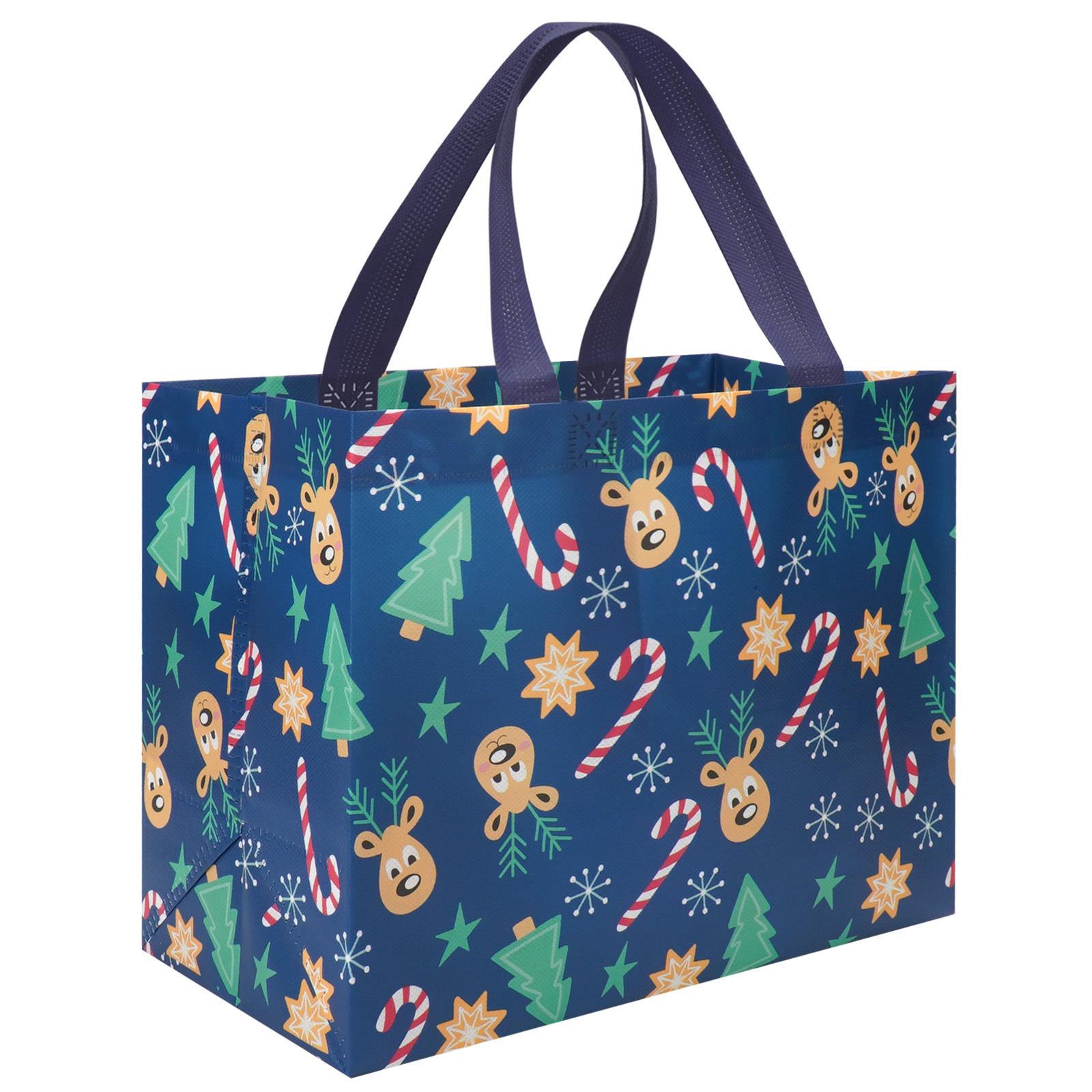 

Многоразовые нетканые рождественские подарочные пакеты с ручками | Праздничные сумки-шопперы для украшения новогодней и рождественской вечеринки, Упаковка для подарков