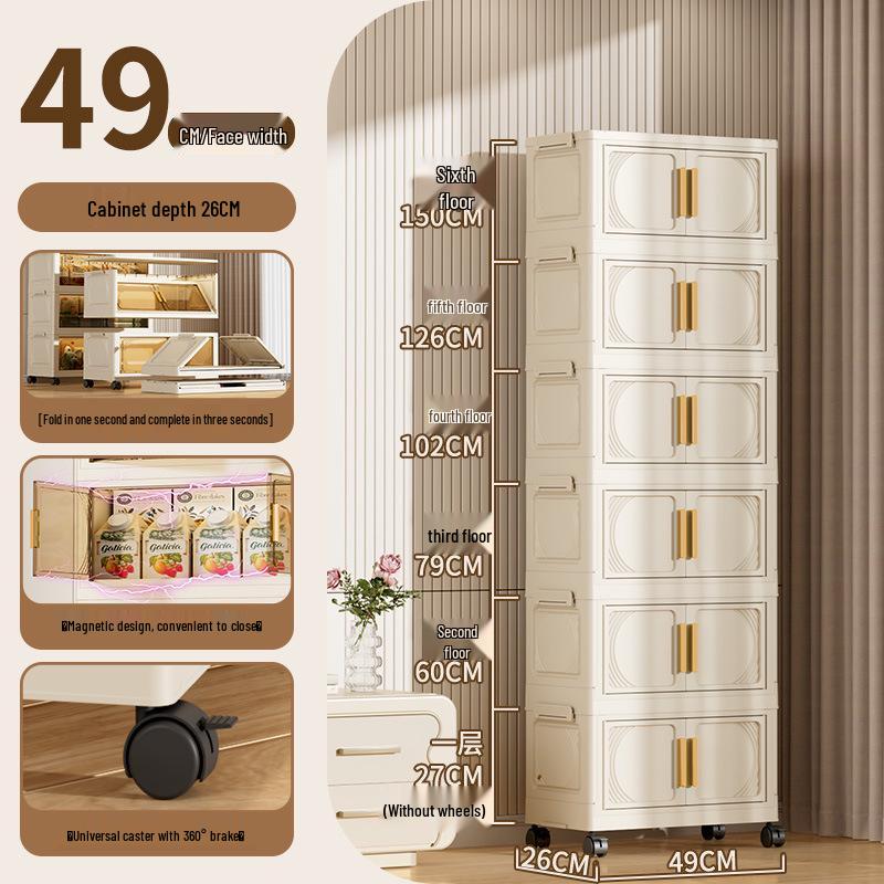 Multi-layer Folding Plastic Storage Cabinet: Shoe, Toy, and Medicine Organizer for Living Room