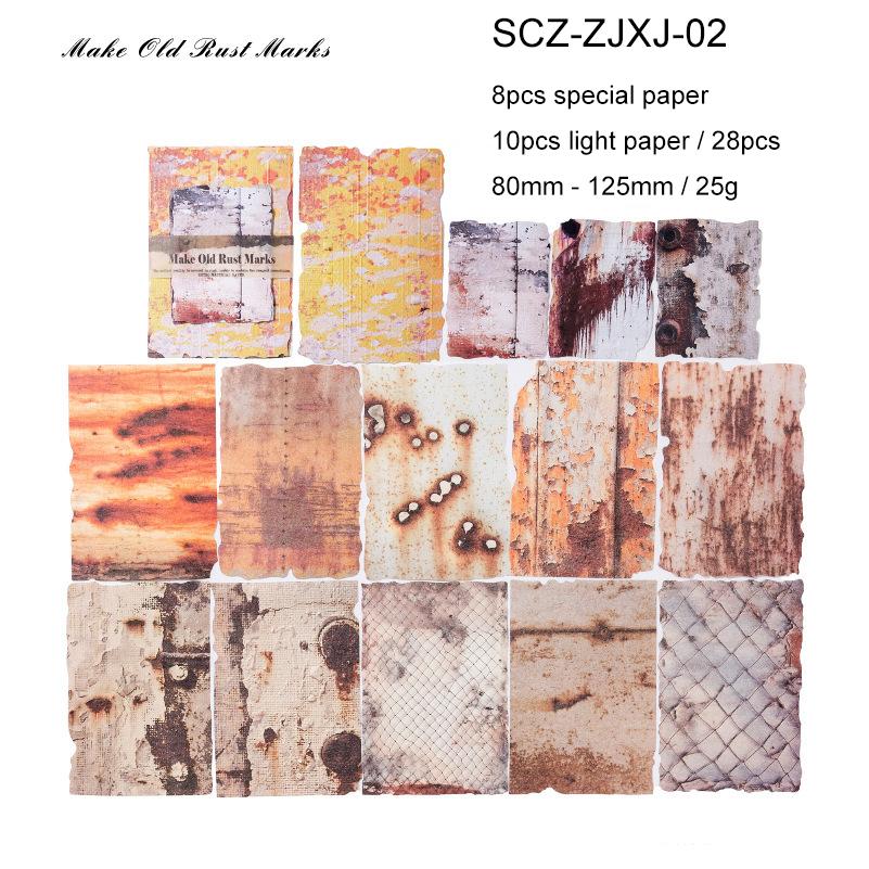 JIANWU Paper Rust Series Vintage Rust Relief Landscape Collage Scrapbooking Material Paper Creative DIY Junk Journal Stationery