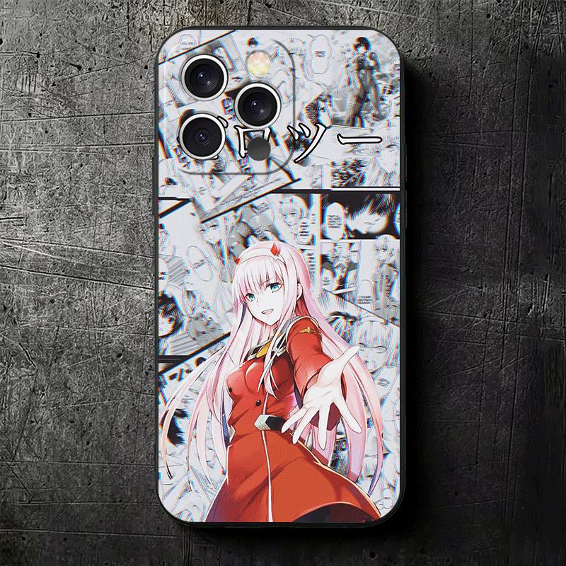 Darling Zero Two 02 Anime Soft Phone Case for iPhone 16 16E 17 Air 15 Pro Max 14 Plus 13 Mini 11 12 7 Black Cover Back Shell