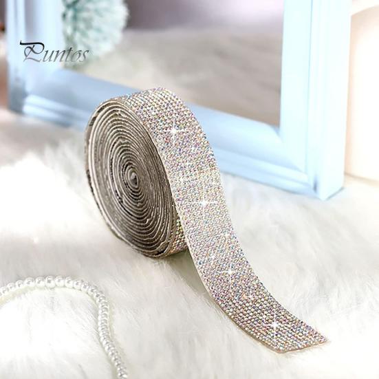 1 Roll 90CM Rhinestone Ribbon Self-Adhesive Glitter Faux Crystal Decorative Ribbon Clothes Shoes DIY Projects Crafts Bling Rhinestone Sticker Wrap