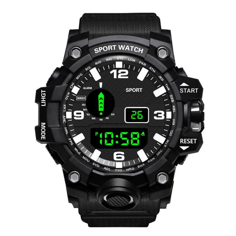 

Multifunctional anti-drop waterproof outdoor men s electronic watch student alarm clock luminous running mechanical watch large dial чёрный