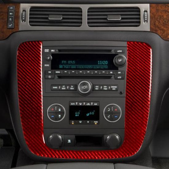 Red Carbon Fiber Central Console Frame Cover Trim For Tahoe/Silverado/Sierra