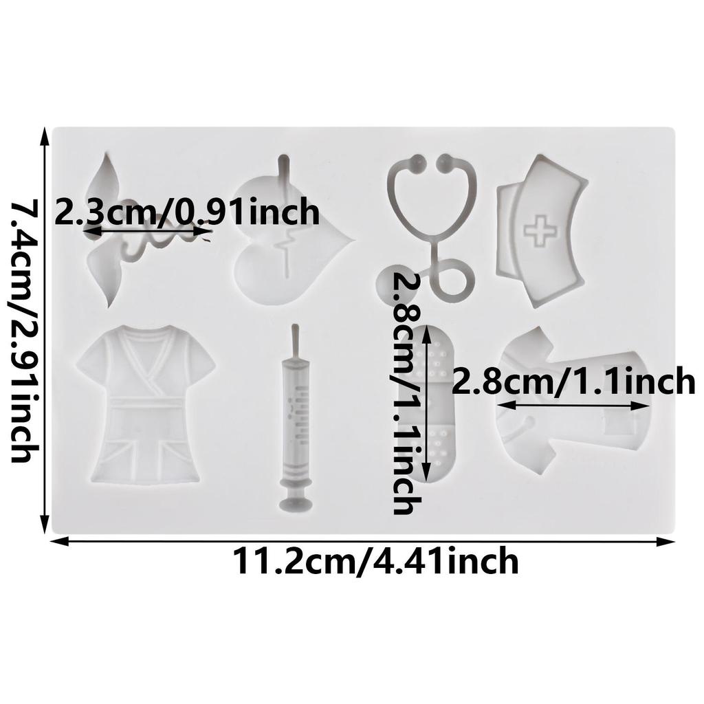 Nurse Uniform Silicone Mold Medical Equipment Fondant Molds Cake Decorating Tools Cupcake Topper Candy Resin Clay Chocolate Gumpaste Mold