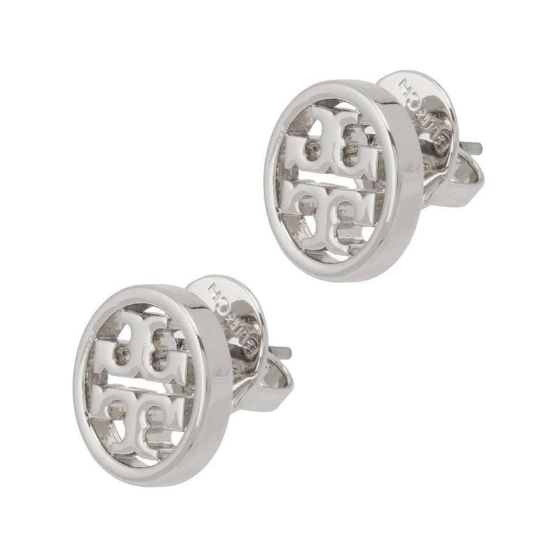 TORY BURCH Brand Logo Brass Earrings Women s Silver 11165518022-Silver F серебряный