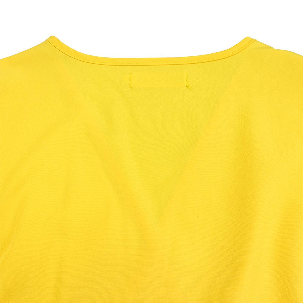 IHUASU Dame Langermet Snøring Ensfarget V-hals Slim Plissert Plussstørrelse Kjole