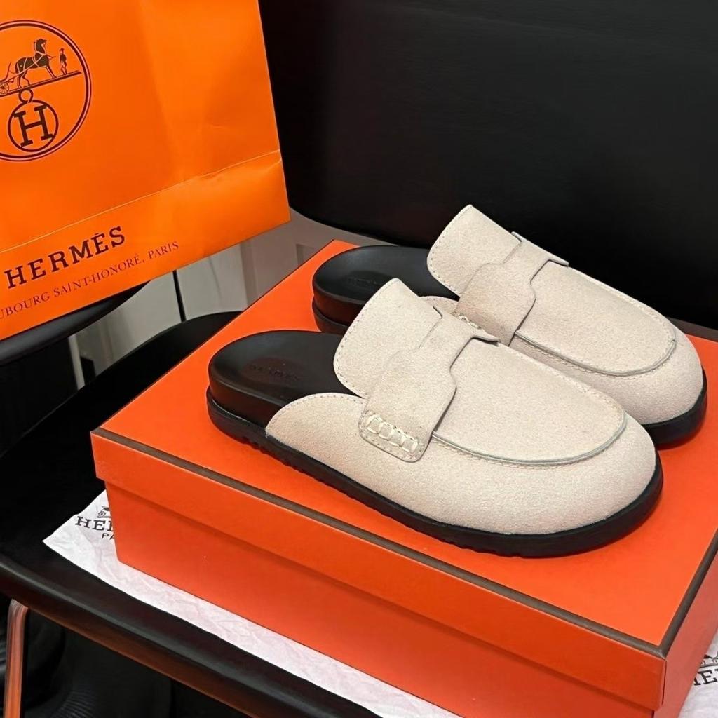 Leather Birkenstocks for Women, New Spring Platform Cork Bag Head and Half-drag Birkenstocks for Outer Wear.