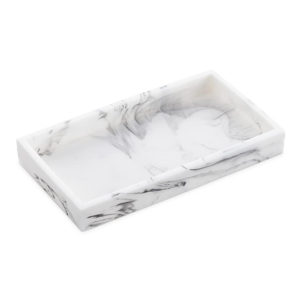 Navaris Accessory Tray, Jewelry Tray, Small Item Storage Tray - Holds Glasses, Accessories, Water-Resistant, 23.5x12.5x2.6cm - Polyresin Marble, Squar