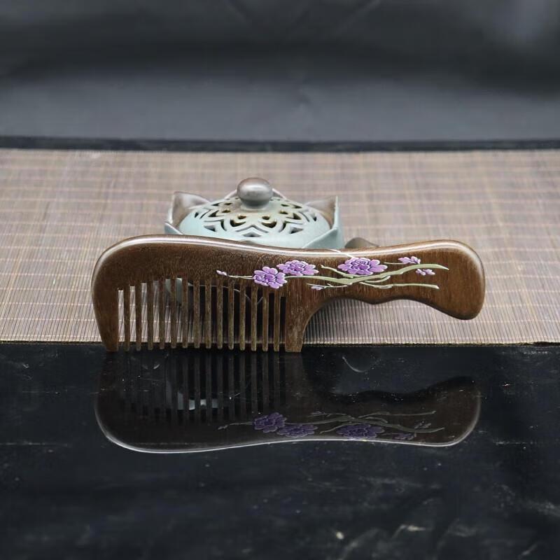 JINGRUIXIANG Гребень для массажа из зеленого сандала с золотой нитью