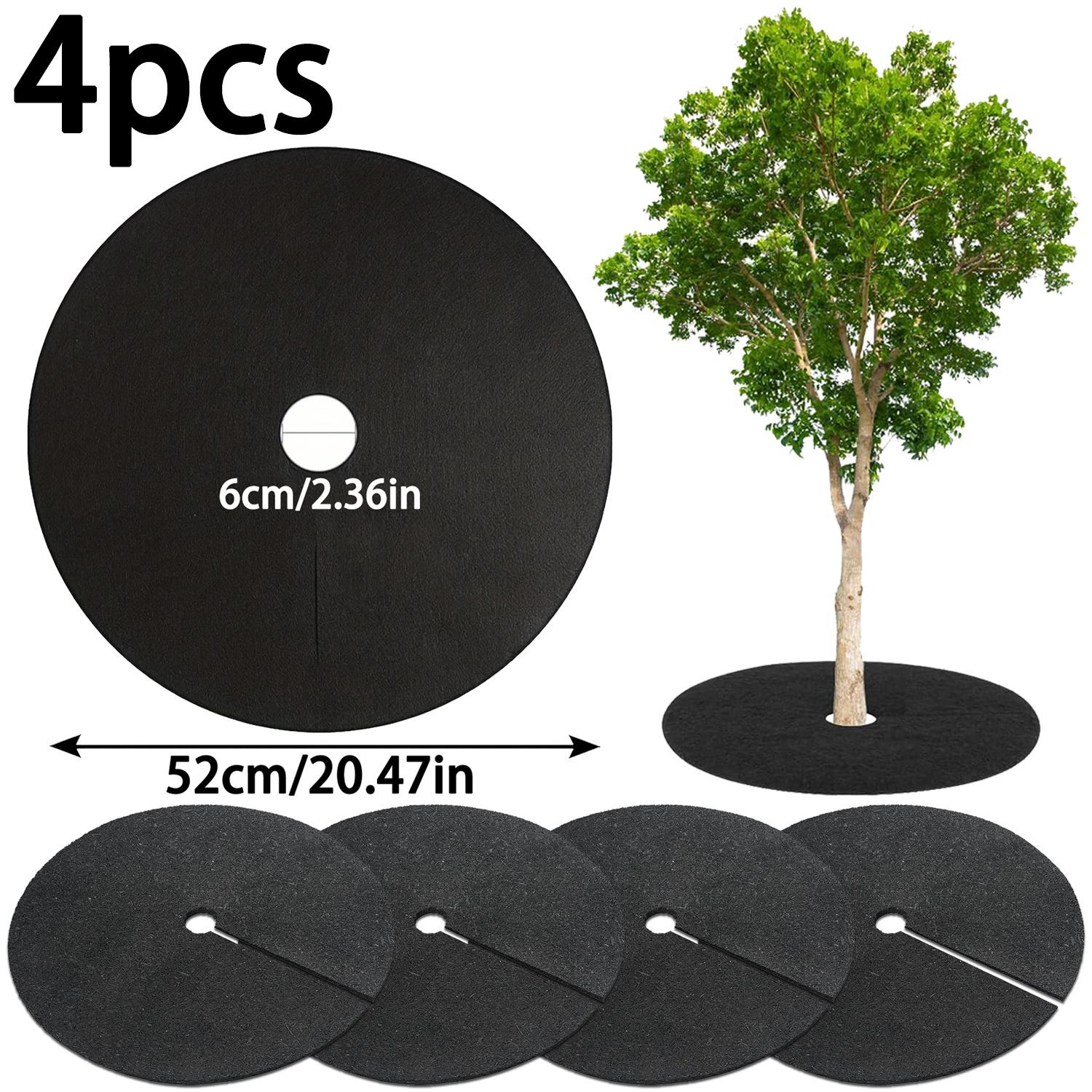 

4pcs Garden Plant Weed Control Fabric, Reusable Black Weed Barrier Mat - Potted Plants/Fruit Trees Weeding Pad, Plant Breathable Moisture Cover 52cm/20.47in
