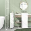 Space-Saving 3-Tier Kitchen and Bathroom Cart with Side Rails and Lockable Wheels, White