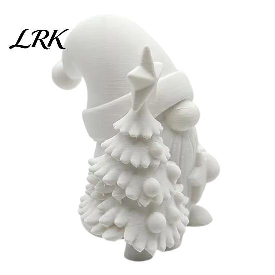 Festival Gift for Friends 3D Printed Christmas Gnome Figurine, DIY Paintable Mini Hugging Small Figurines Desktop Star & Tree, Winter Holiday