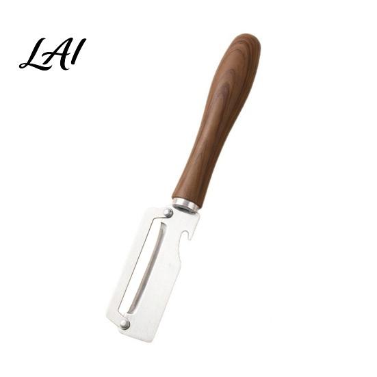 Food Waste Minimizing Peeler Multi-Functional Vegetable with Wooden Handle 2 in 1 A