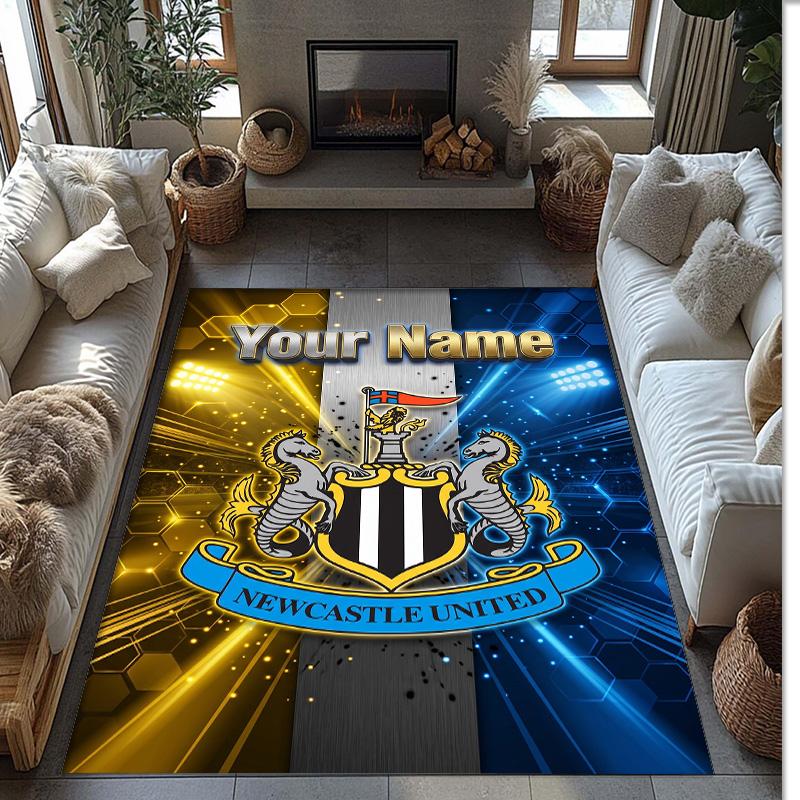 Newcastle United FC Printed Crystal Velvet Rug Non‑Slip Crystal Velvet Carpet For Sofa Bedroom Indoor Home Decoration