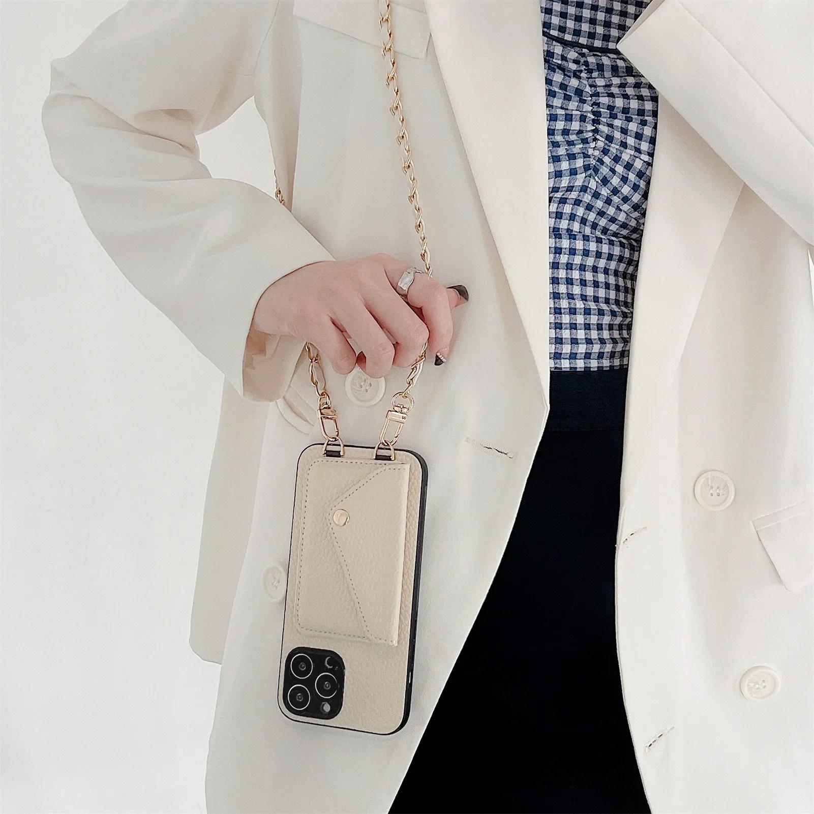 

Lanyard Crossbody Wallet Phone Case for IPhone 16 15 14 13 12 11 Pro Max XR XS 8 7 SE 2 3 Card Holder Chain Strap Cord Bag Cover IPhone 12