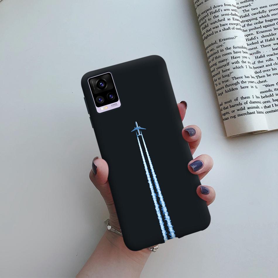 For Coque Vivo V20 Matte Silicon Case Cartoon Animals Cute Cat Pets Cactus Phone Back Cover For Vivo V20 V2025 V 20 VivoV20 Case
