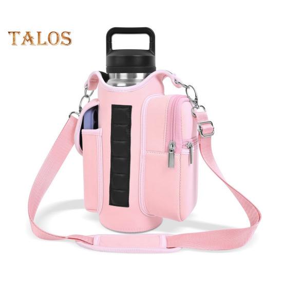 

Магнитный держатель для бутылки с водой, сумка через плечо, водонепроницаемая сумка для чайника из Оксфорда для спортзала, походов на открытом воздухе, фитнеса, органайзера для необходимых вещей розовый