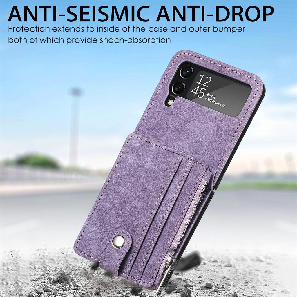 Plain Shockproof Leather Protective Case For Samsung Galaxy Z Flip 4 Flip3 Flip4 Flip 3 5g Phone Accessories Wallet Cover