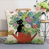 Cute Black Cat Printed Pillowcases Office Car Sofa Bed Cushion Cover Home Bedroom Decoration