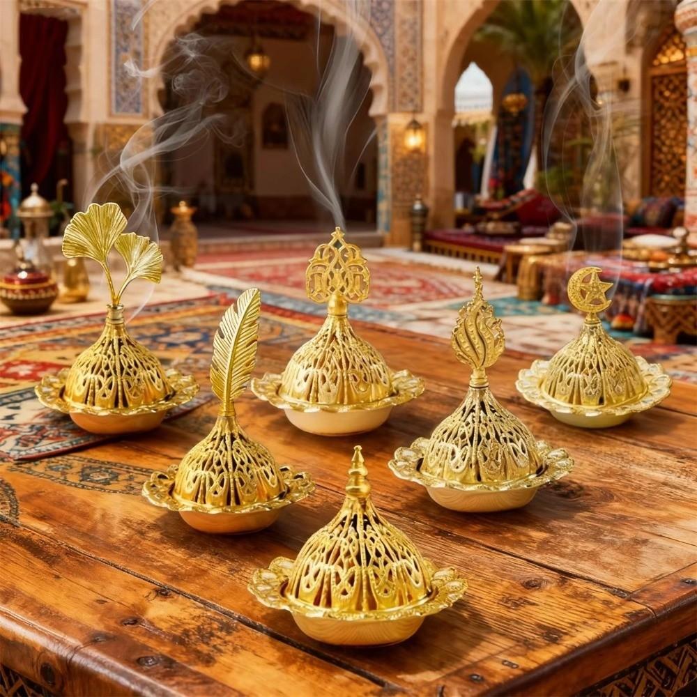 Zinc Zinc Alloy Metal Incense Burner Gold Aromatherapy Burner Creative Mini Censer Holder Middle East