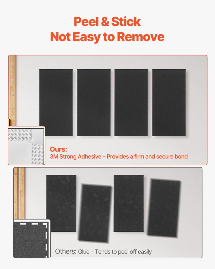 4 PCS Acoustic Wall Panels 2 In Thick 23.6 X 11.8 In Self-adhesive Black