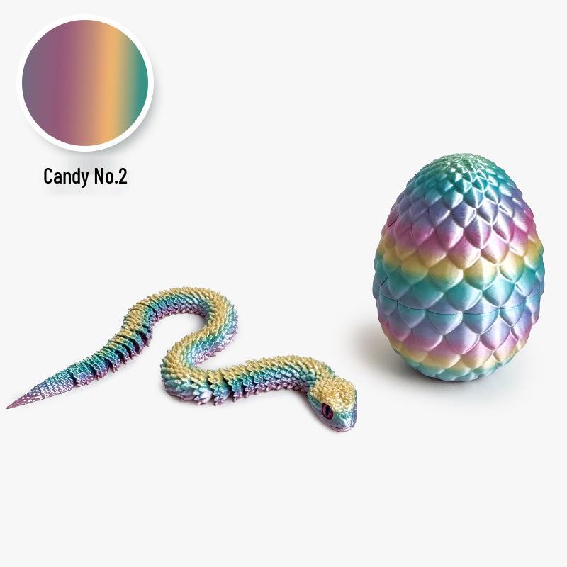 3D Printed Luminous Snake Dragon Egg Set with Movable Joints - Ornament Toy Handicraft