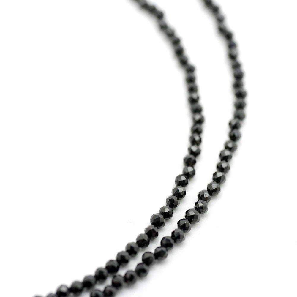 Ko Black Spinel Necklace for Sterling Silver Black Thin [Silver One] Men, 925, [Extra 2mm, 45cm]