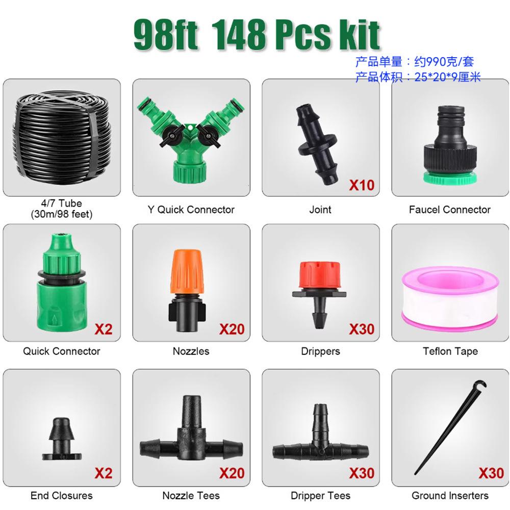 Kit de Irrigação por Gotejamento 50M Sistema de Rega Automática Aspersor para Plantas de Jardim Flores Conjunto de Microirrigação
