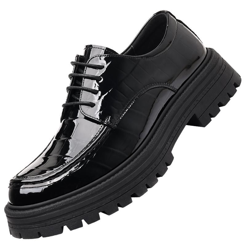 

Модные лакированные кожаные туфли на толстой подошве для мужчин, в стиле ретро британского джентльмена, повседневные, для бизнеса и офиса, модная уличная обувь высокого качества 40