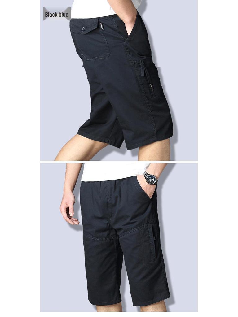 Men's Loose Cotton Cargo Shorts - Casual Mid-Length Five-Point Summer Wear