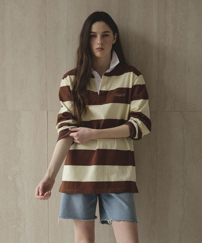 Seutyudioaenpaleukeu Striped Rugby Shirt_Brown