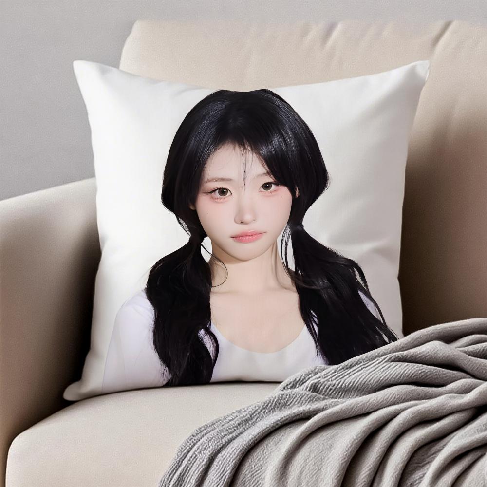 Popular Kpop Idol QWER HHina Jang Nayoung Cushion Cover Pillowcase Antidustmite Invisible Zipper Short Plush Sofa Cushion