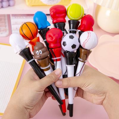 Retractable Ballpoint Pen Sports Ball Fist Topper Press Launcher Quick-Drying Smooth Writing Ball Pen Students School Office Supplies