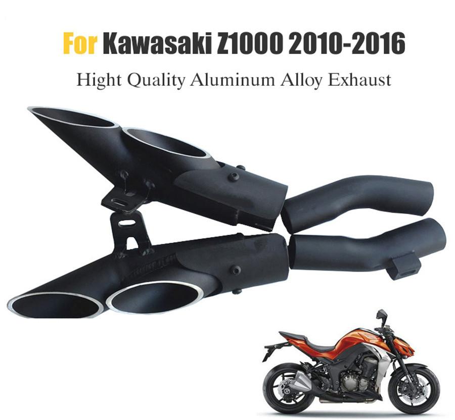 Motorcycle Exhaust System Dual Pipe Slip on Middle Pipe For Kawasaki Z1000 10-17