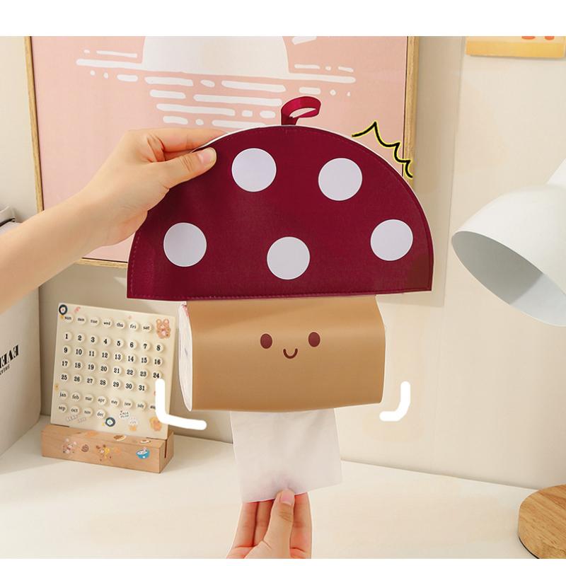 1/2ks Kreativní úložný box na kapesníky ve tvaru houby, Vodotěsný držák na kapesníky, Nástěnný kožený obal na kapesníky, Vhodný na stěnu pokoje