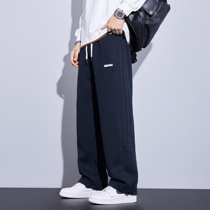 Sweatpants men's spring and autumn trendy brand loose drape straight sweatpants trendy versatile drawstring tied casual pants