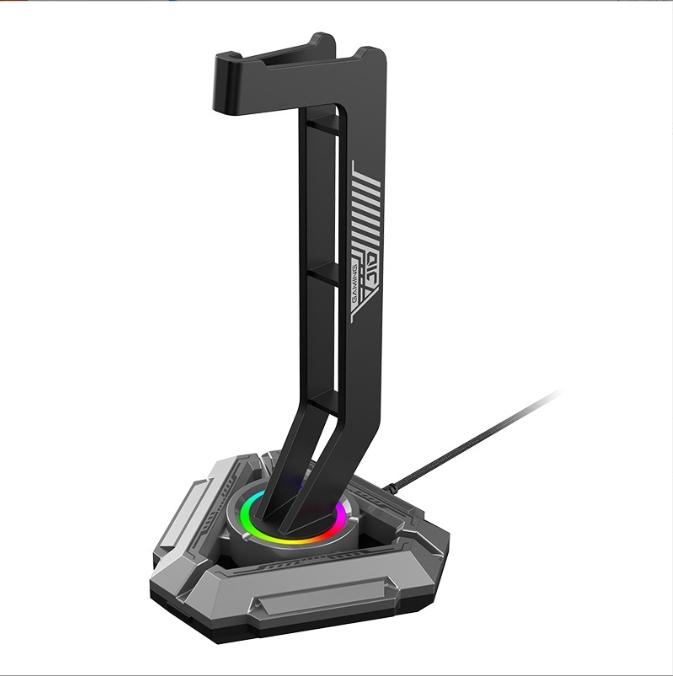 RGB Hub Gaming Headset Stand Dual USB Port Game Accessories RGB Multi-Color Led Light Gaming Headphone Stand Headset Holder Usb чёрный
