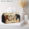 2D Flat One Decorative Tissue Box Featuring Three Horses In Various Coat Colors, Suitable for Use On a Sofa, Bedside Table, Or Dining Area, And Compat